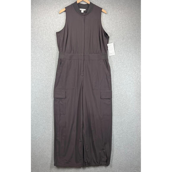 Athleta Pants - Athleta Brooklyn Jumpsuit Womens 16 Athleisure Lightweight Shale Pockets NWT